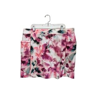 Chicos Zenergy Womens Floral Skort Sz 18 Pockets Golf Tennis Pickleball Vacation